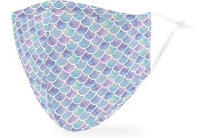 Weddingstar 3-Ply Adult Washable Cloth Face Mask Reusable and Adjustable with Filter Pocket - Mermaid Scale