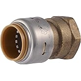 SharkBite Max 3/4 x 3/4 Inch FNPT Adapter, Push To Connect Brass Plumbing Fitting, PEX Pipe, Copper, CPVC, PE-RT, HDPE, UR088