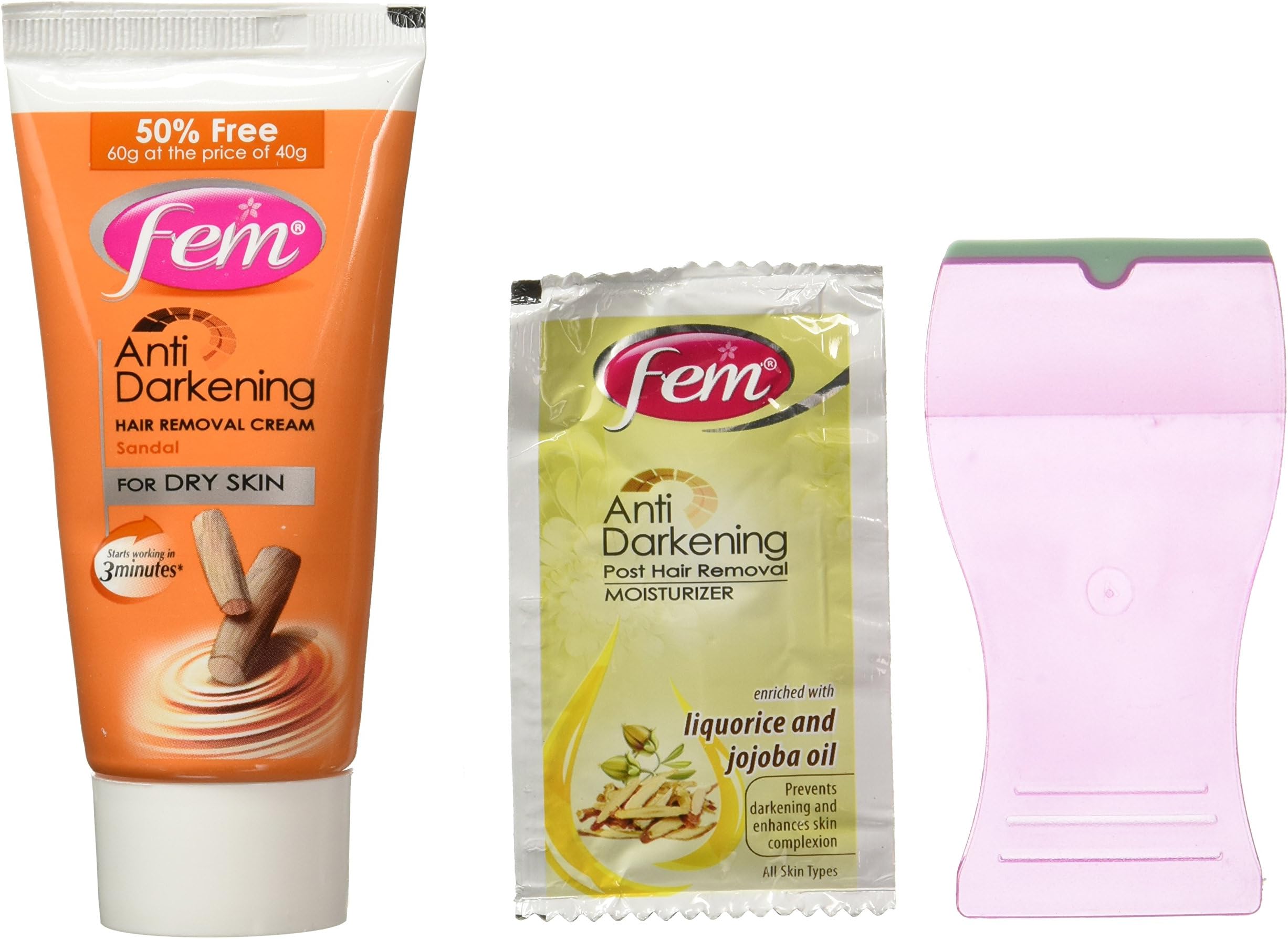 Fem Anti Darkening Gentle Hair Removal Cream (Sandal) - 60g+15g Free