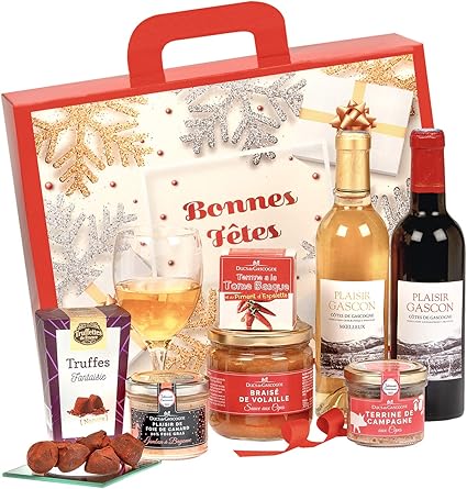 Ducs De Gascogne Coffret Gourmand Menu De Fetes Comprend 7 Produits Dont Une Specialite Au Foie Gras Un Vin Rouge Et Un Vin Blanc Moelleux Special Cadeau 946525 Amazon Fr Epicerie