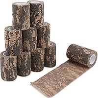 DROK 4/10 Roll Camo Tape, Camouflage Self-Adhesive Wrap Bandage for Hunting Outdoor Sport Military Camping, 2/3in x 14.76ft S
