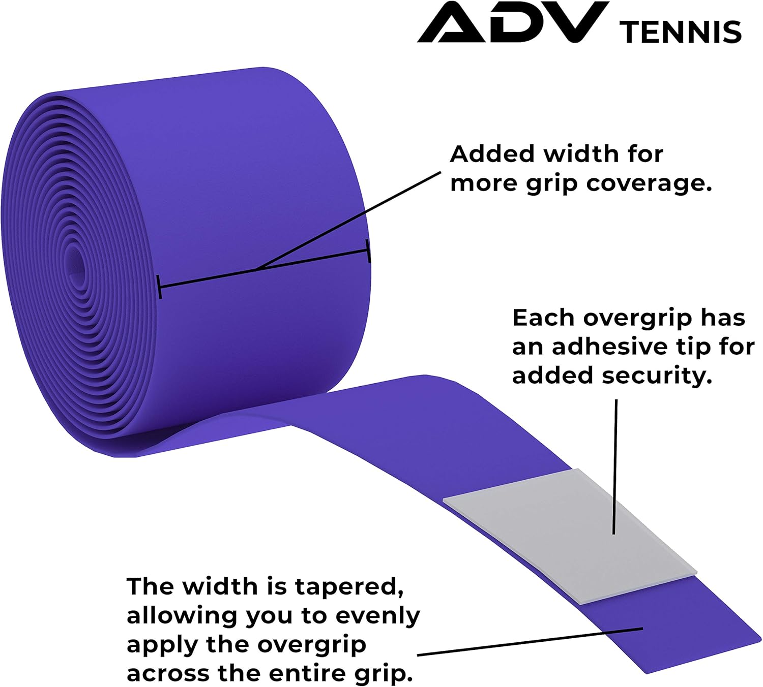 ADV Tennis Dry Overgrip - 12 or 30 Pack - Ultra Absorbent Grip Tape with Exclusive FeltTac Material for High Velvety Comfort - Pro Tested & Designed : Sports & Outdoors