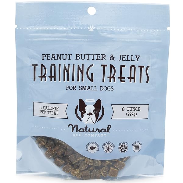 NATURAL DOG COMPANY TRAINING TREATS, PEANUT BUTTER AND JELLY, TINY SIZE, ALLERGEN-FREE INGREDIENTS, 8 OZ BAG
