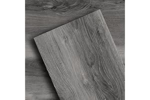 GreenFullHouse Peel and Stick Floor Tile Vinyl Wood Plank 36-Pack 54 Sq.Ft, Grey, Rigid Surface Hard Core Easy DIY Self-Adhesive Flooring