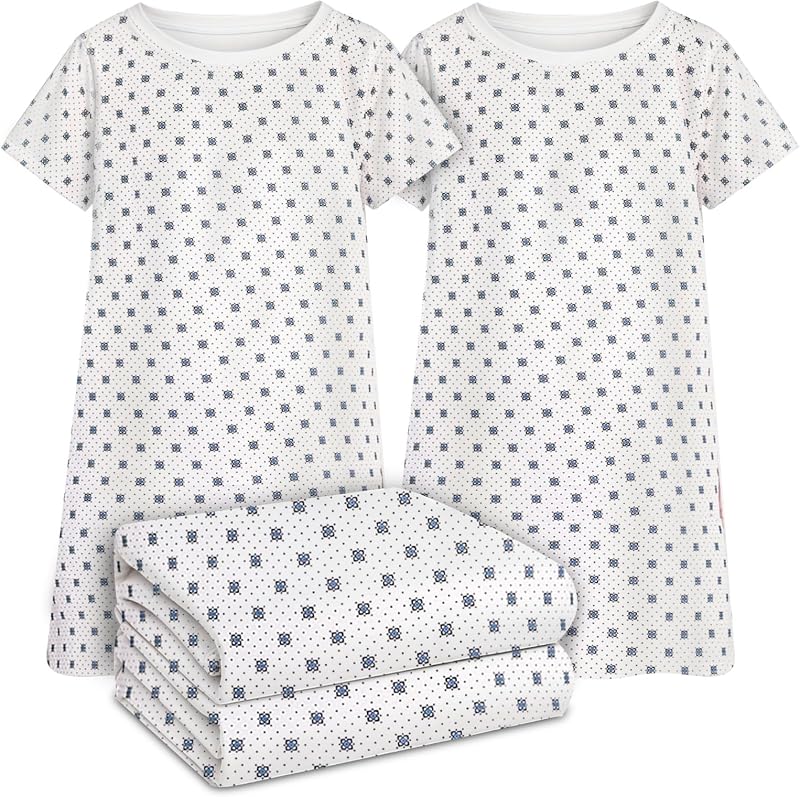Linteum Textile Supply White Snowflake Twill Patient Hospital Gown One Size