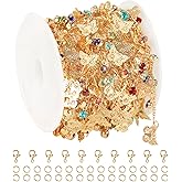 KYUNHOO Beautiful Butterfly Chain for Jewelry Making 5 Meters Mixed Color Rhinestone Bead Chain Roll Thin Curb Bulk with Clasps for Craft DIY