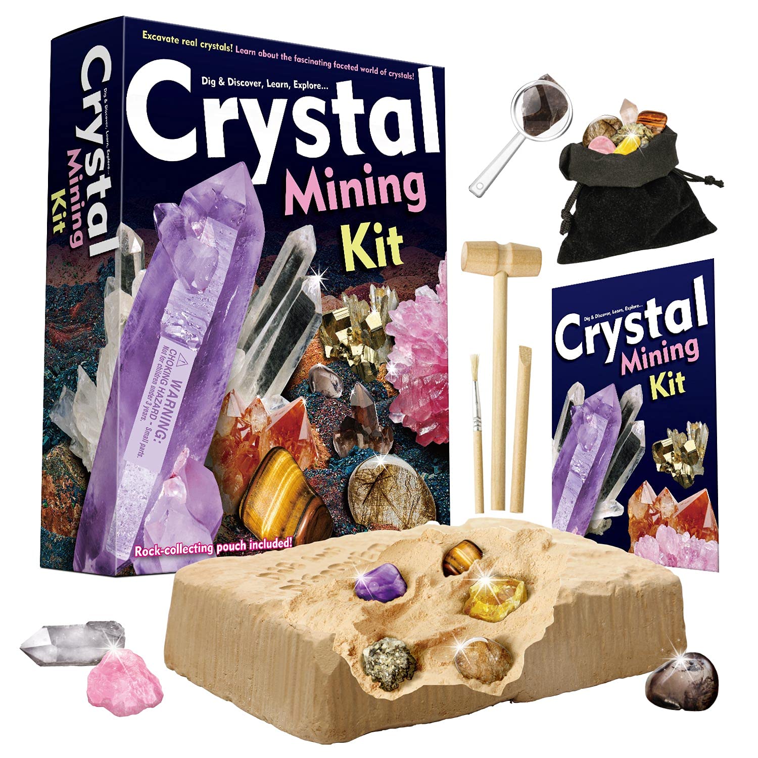 Dr. Daz Crystal Gemstone Dig Excavation Kit for Kids Gem Collection Toys Geology Science Education Stem Gift Boys Girls