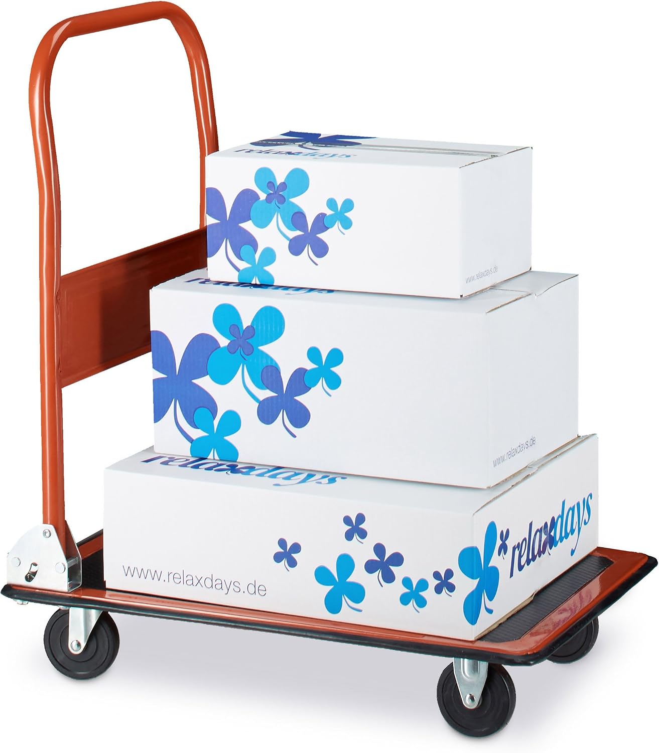 Chariot De Transport Relaxdays | Charge Max 200 Kg, Plateau 51 X 95 Cm | Roues Pneumatiques, Barre De Traction | Dimensions : 34,5 X 51 X 96 Cm | En Acier, Couleur Noir/argent - 4