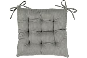 HLOVME Corduroy Chair Cushion with Ties Ultra Soft Warm Floor Cushion for Kids Reading Nook Comfortable Square Seat Cushion for Adult 15.7”x15.7”, Grey