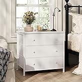 BOLUO White Nightstand with Fabric Drawers, Large Night Stand 3 Drawer Dresser for Bedroom, Closet, Girls Modern