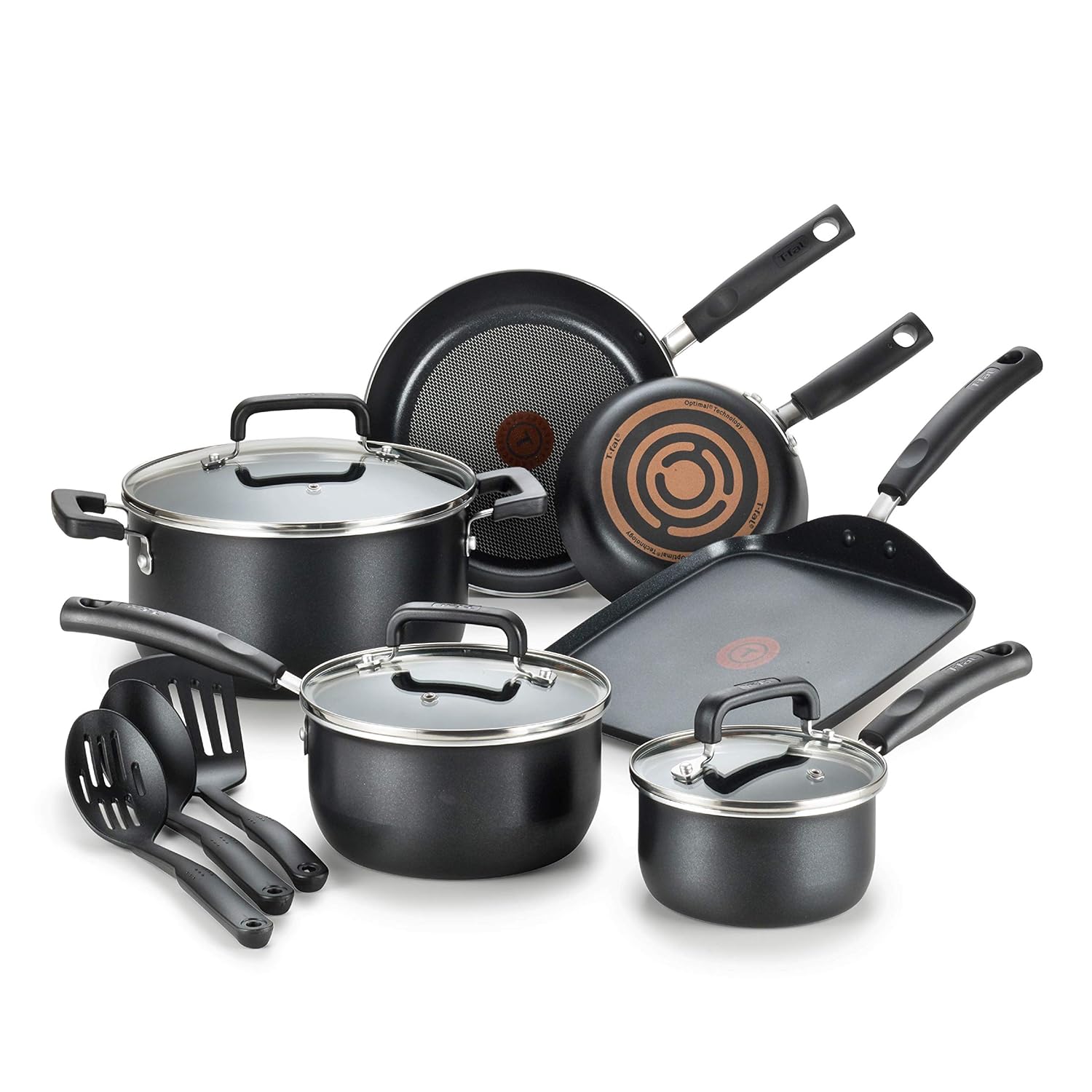 Tfal Nonstick Dishwasher Safe Cookware Set Pots Pans 12 Piece Black