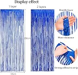 2Pcs Glitter Blue Foil Fringe Curtain Backdrop 1m x 2.5m view 3