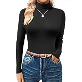 GKBK Women's Turtleneck Sweaters Long Sleeve Ribbed Basic Tees Shirts Thermal Underwear Tops Lightweight Fall Outfits