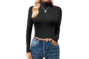 GKBK Women's Turtleneck Sweaters Long Sleeve Ribbed Basic Tees Shirts Thermal Underwear Tops Lightweight Fall Outfits