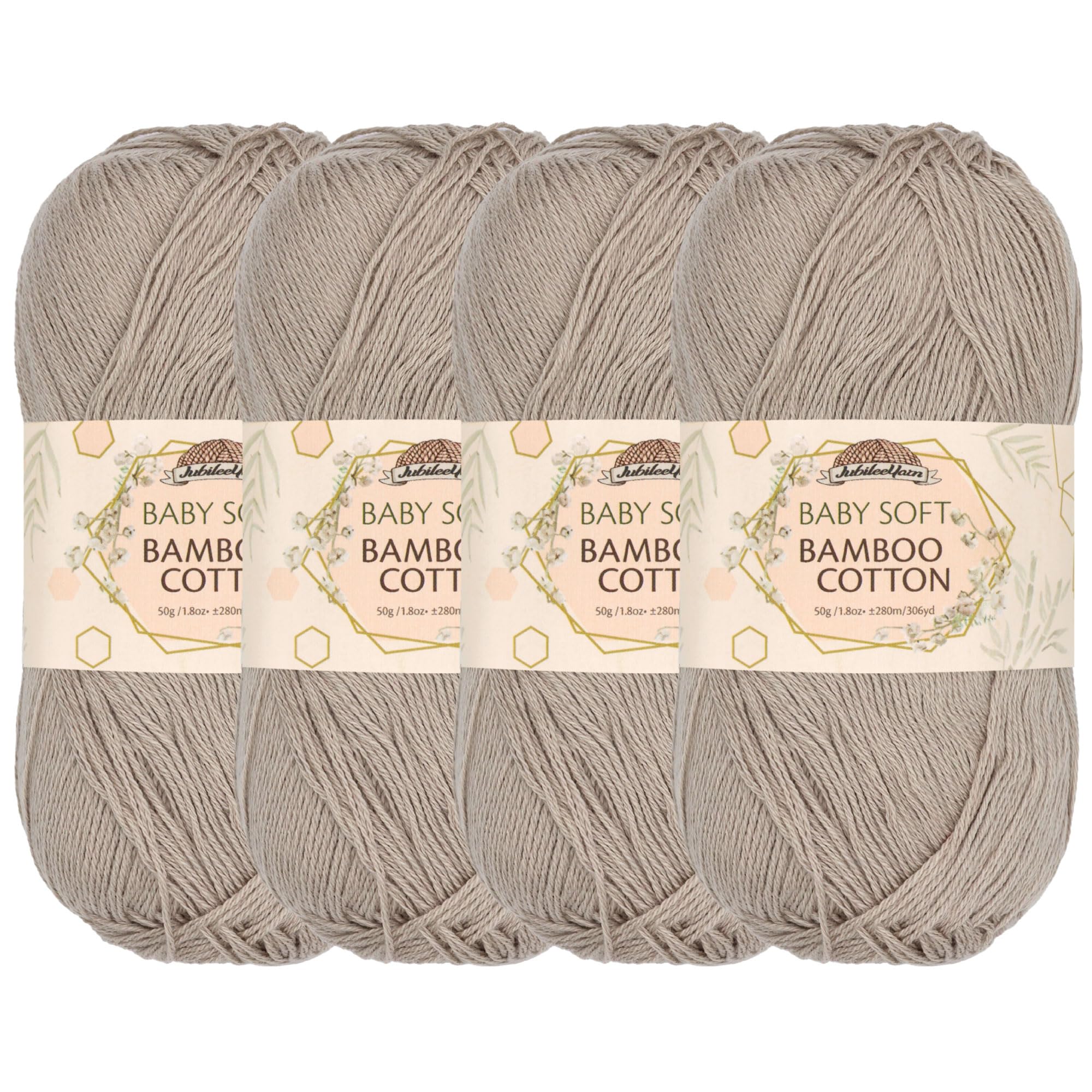 JubileeYarn Baby Soft Bamboo Cotton Yarn - 50g/Skein - Sand Cliff Brown - 4 Skeins — image 1