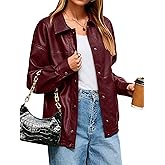Glamaker Womens Faux Leather Jacket Trendy Outfits Loose Fit Button Down Motorcycle Bomber Jackets Fashion Fall Winter Coat
