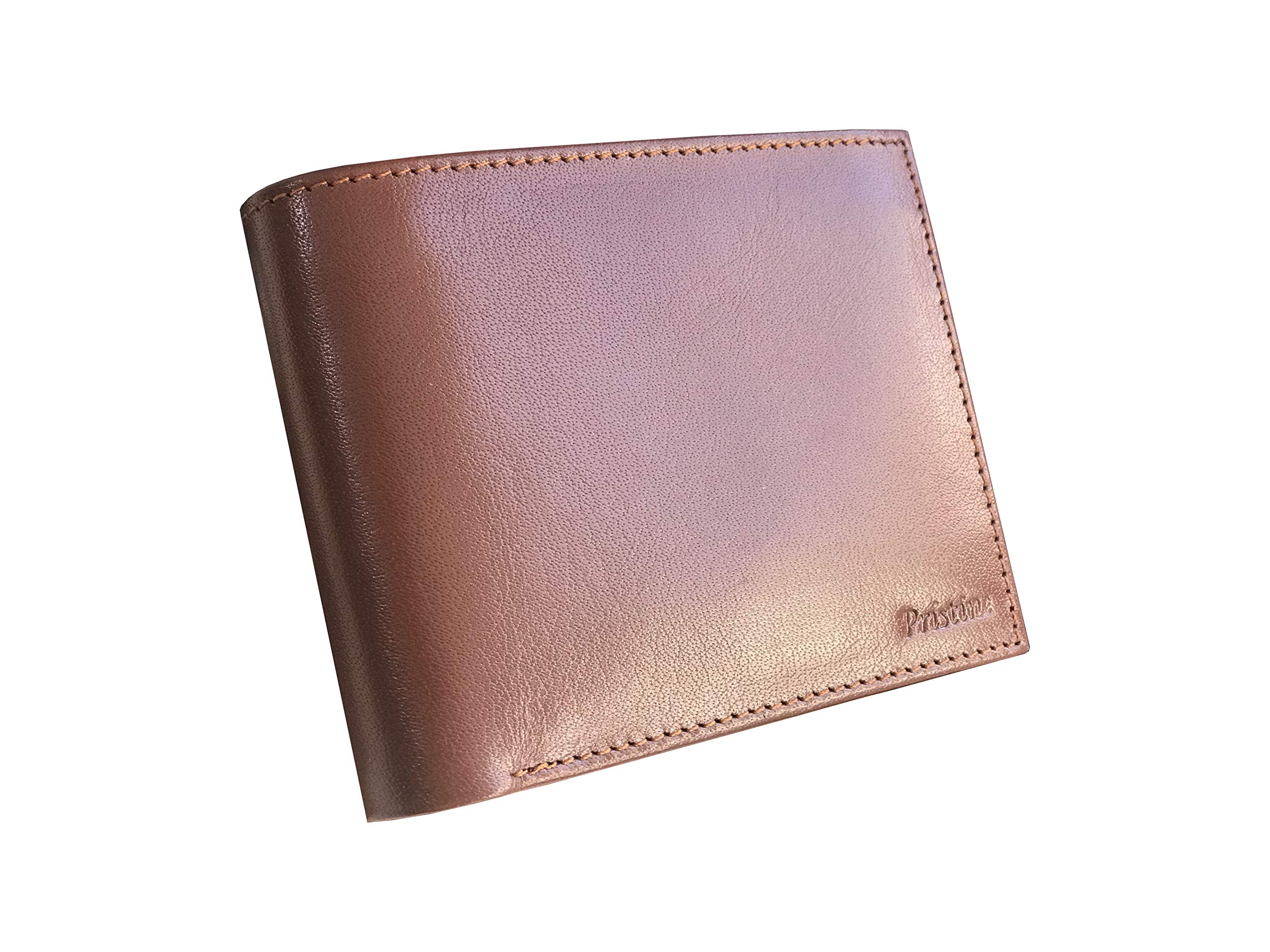 Pristine Wallets Mens Leather Wallet, RFID Blocking Wallet, Genuine Leather Wallets for Men Bifold Card Holder Wallets for Men Coin Pocket 2 Compartments Card Holders ID Window Hidden Pockets - Brown