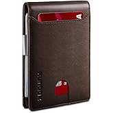 RUNBOX Slim Wallets for Men - Leather Money Clip Mens Wallet - RFID Blocking Front Pocket Bifold Wallet - Thin Credit Card Holder with Gift Box
