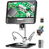 8.5'' LCD Digital Microscope, Gift with 3 Guidebooks, Extension Tube Included, (1300X-12MP-1080P) Coin Microscope Equipped Al