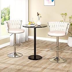 AWQM Velvet Bar Stool Set of 2, Counter Height