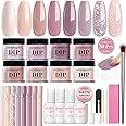 AZUREBEAUTY 30Pcs Dip Powder Nail Kit with Matte Top Coat, 8 Neutral Nude Lilac Colors, Starter Set