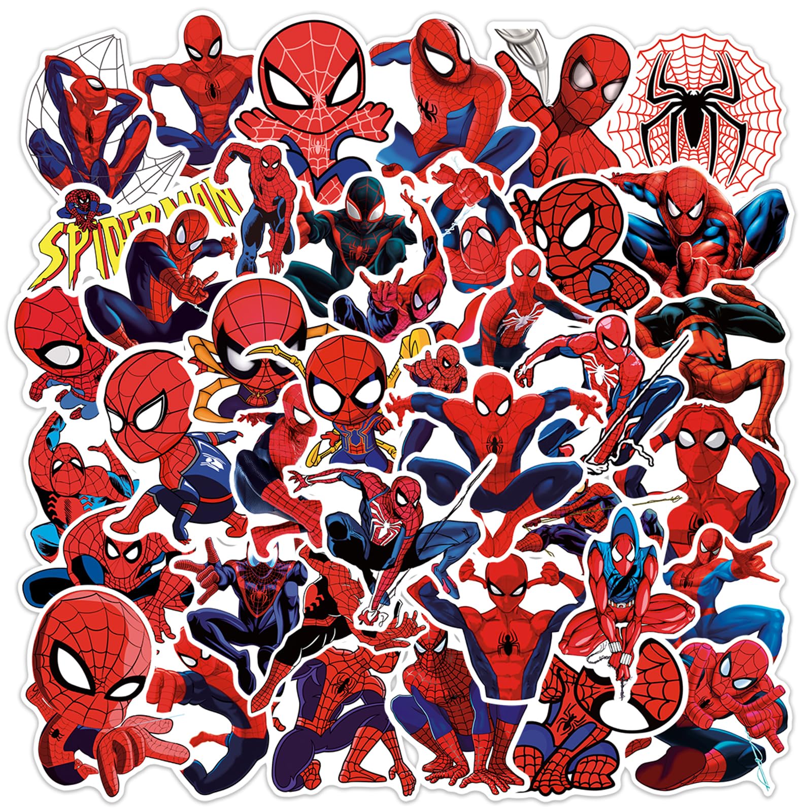 50PCS Spider-Man Stickres for Kids Teen Superhero Stickers for Water Bottles Laptop Luggage Waterproof Vinyl Decals Reward Stickers(Yellow)