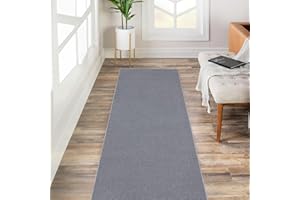 Kapaqua Custom Size Solid Design Runner Rugs with Rubber Backing, Non Slip Carpet Runner Rug for Hallway Stair Kitchen Living Room, Grey, 22in X 8ft