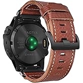 Compatible With Garmin Watch Band, Genuine Leather Watch Band, Retro Vintage Strap For fēnix/Forerunner/Vivoactive/Approach/MARQ/quatix/D2 Series Tough Replacement Band