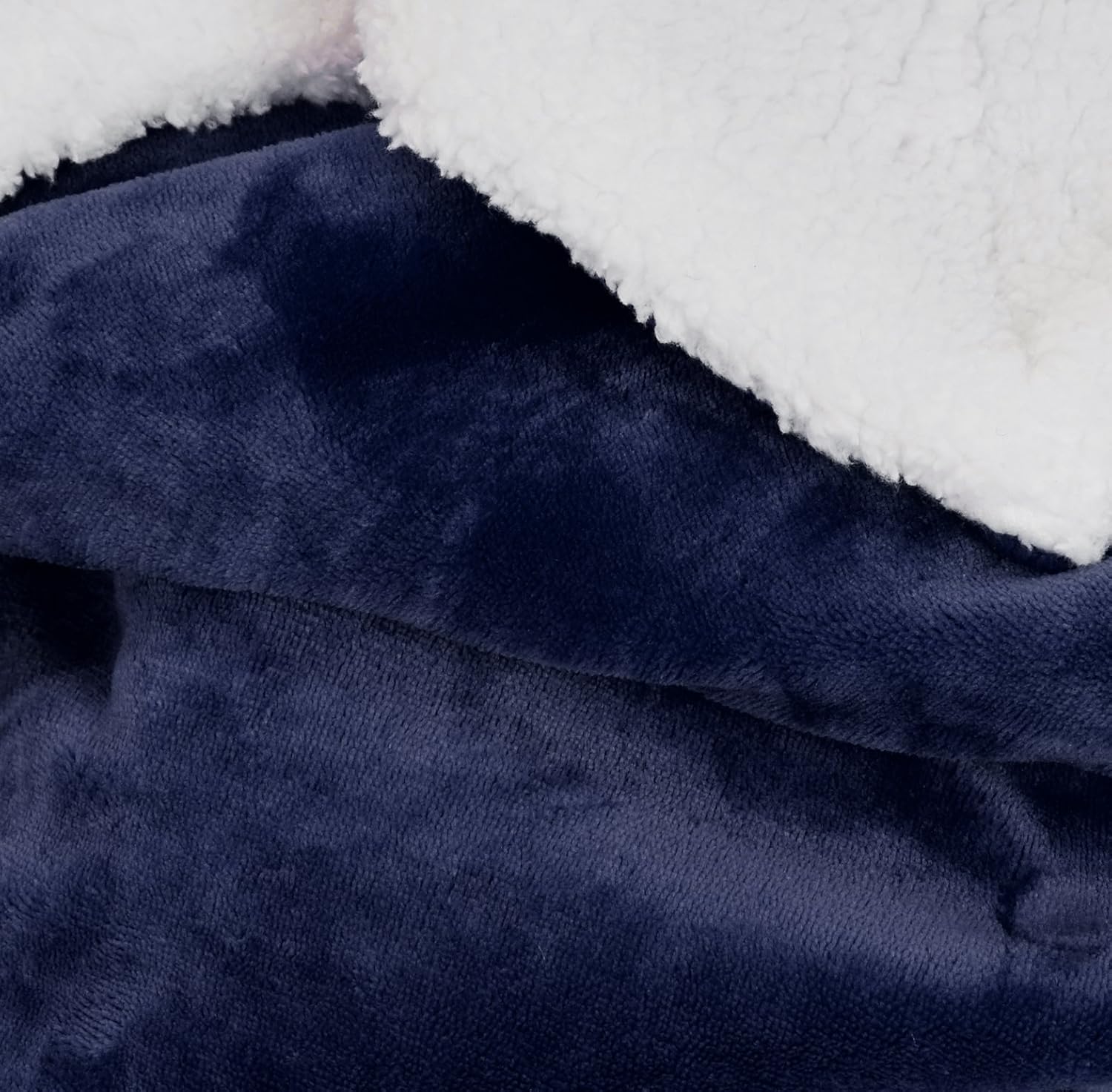 Basics Soft Micromink Sherpa Blanket - Throw, Navy Blue: Home & Kitchen