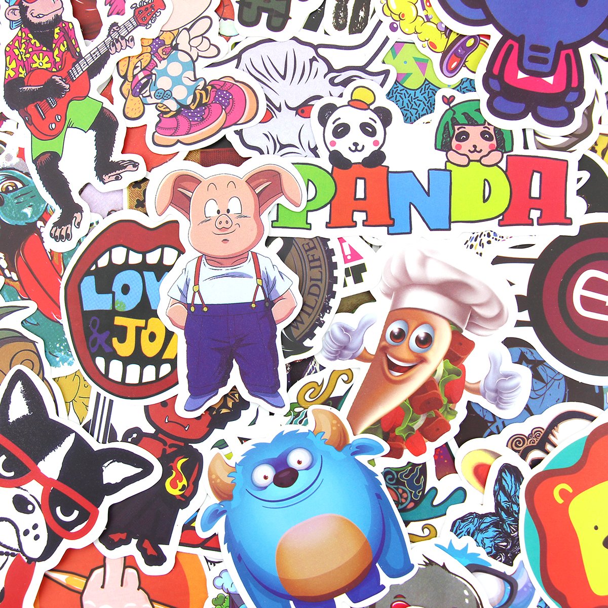 Ndier 200 pcs Graffiti Car Stickers - Motorcycle Bicycle Luggage Decals Stickers for Skateboard Laptop Bumper, Rock and Roll Music Stickers- Random Vintage Retro Pop Art Sticker Pack