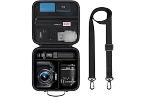 BOVKE Travel Camera Case for Canon EOS Rebel T7/R50/R6 Mark II/R100/R50 V/T6/R8/R10/R5 Mark II/RP/R7/R5/T100 and Other DSLR S