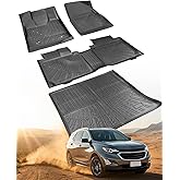 CreekT 4 Pcs for Chevy Equinox Floor Mats 2017 2016 2015 2014 2013 2012, Full Set for GMC Terrain All Weather Cargo Liners Trunk Car Rubber Carpet for Chevrolet Equinox Interior Accessories 2012-2017