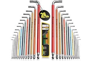 Facoow Allen Wrenches Sets, 26pcs Full Size(Metric&SAE) Hex Key Set with Carry Bag, Heavy Duty Extra Long Arm Allen Wrenche Sets, Ball End Allen Keys, Color Corded Premium Allen Wrench Set