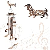 Nowpis Dachshund Wind Chimes for Outside, Decorative Wind Chimes Dachshund Gifts for Women/Men, Memorial/Birthday Gifts, Garden Decor for Outside, Patio or Yard, Durable Chimes for Outdoors