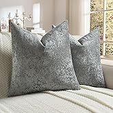 FUTEI Dark Grey Flannel Throw Pillow Covers 18x18 Inch Set of 2,Soft Crushed Dimensional Textured Cushion Cases,Modern Home Decor for Couch Living Room