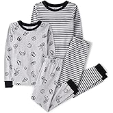 The Children's Place boys 100% Cotton Long Sleeve Top and Pants, 2 Piece Pajama Set