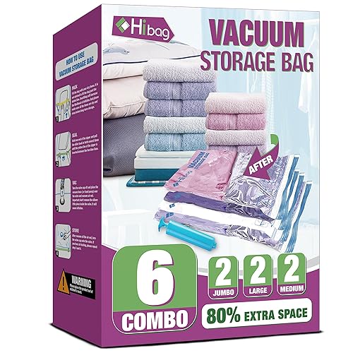 Vacuum Storage Bags, Space Saver Vacuum Seal Storage Bags 6-Pack