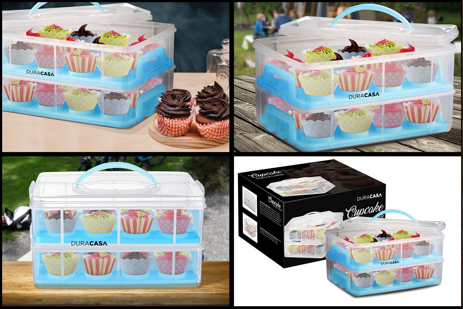 DuraCasa Cupcake Carrier, Cupcake Holder Store up to 24 Cupcakes or 2