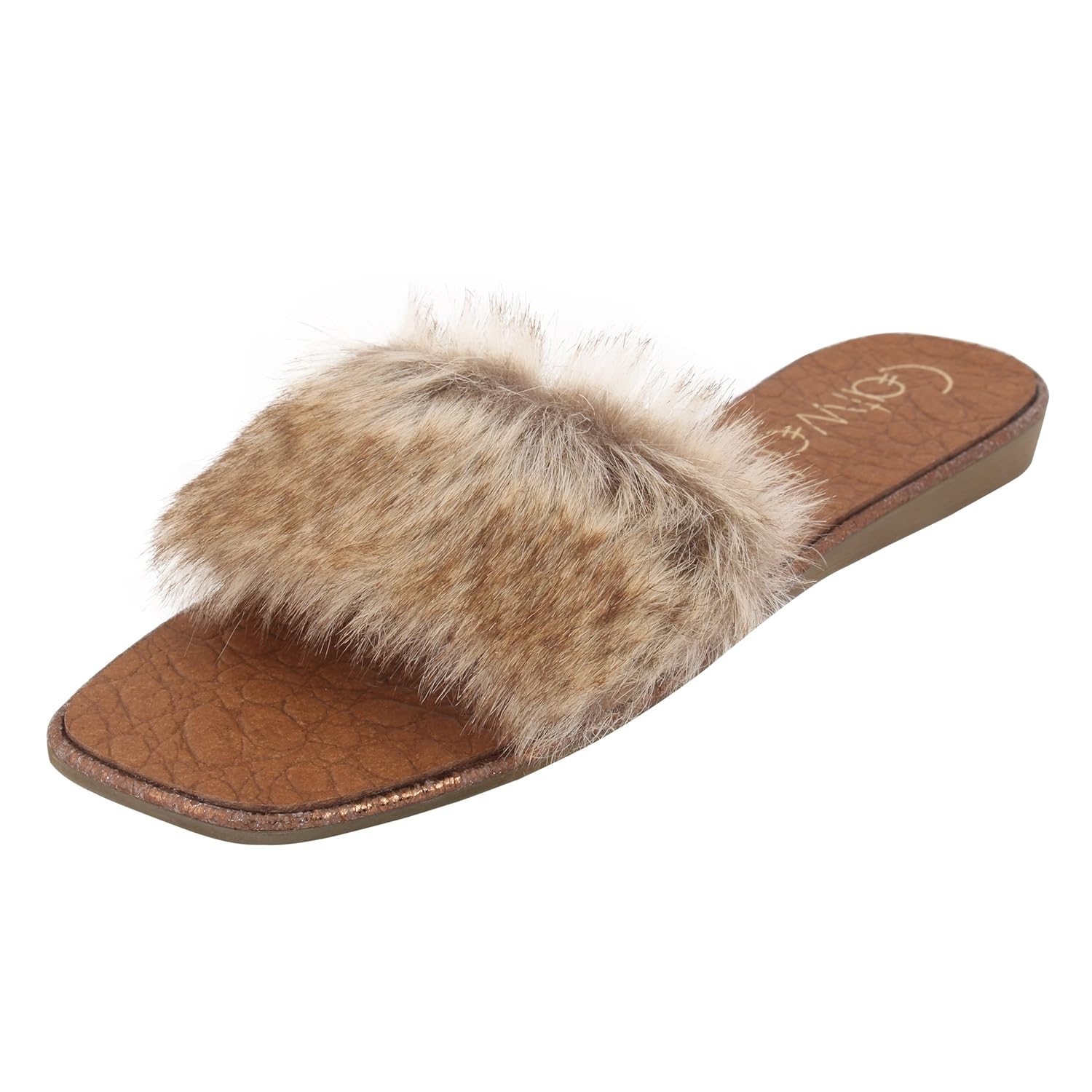 faux fur slip ons