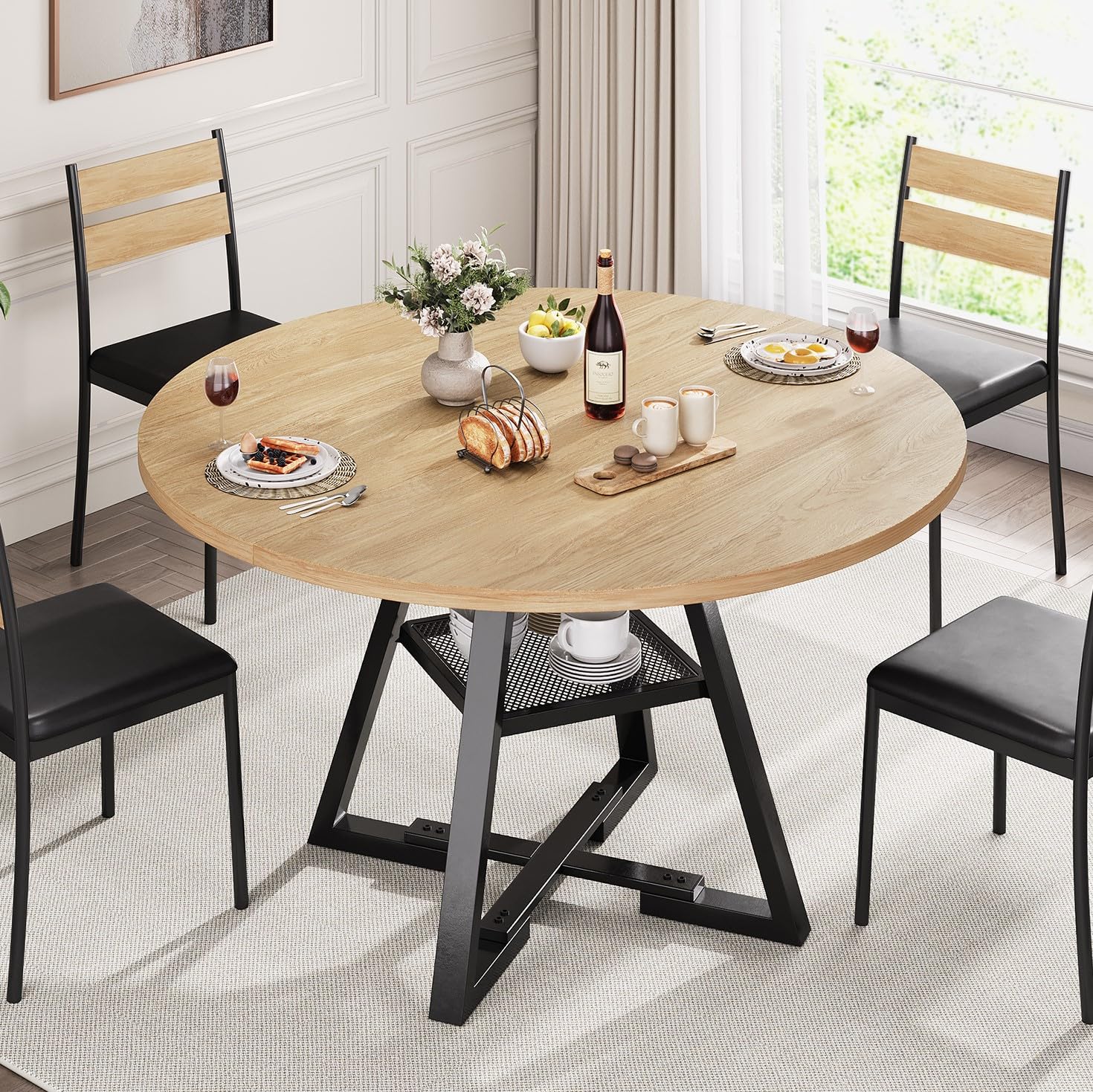 Jocoevol 42'' Round Dining Table for 4,Kitchen