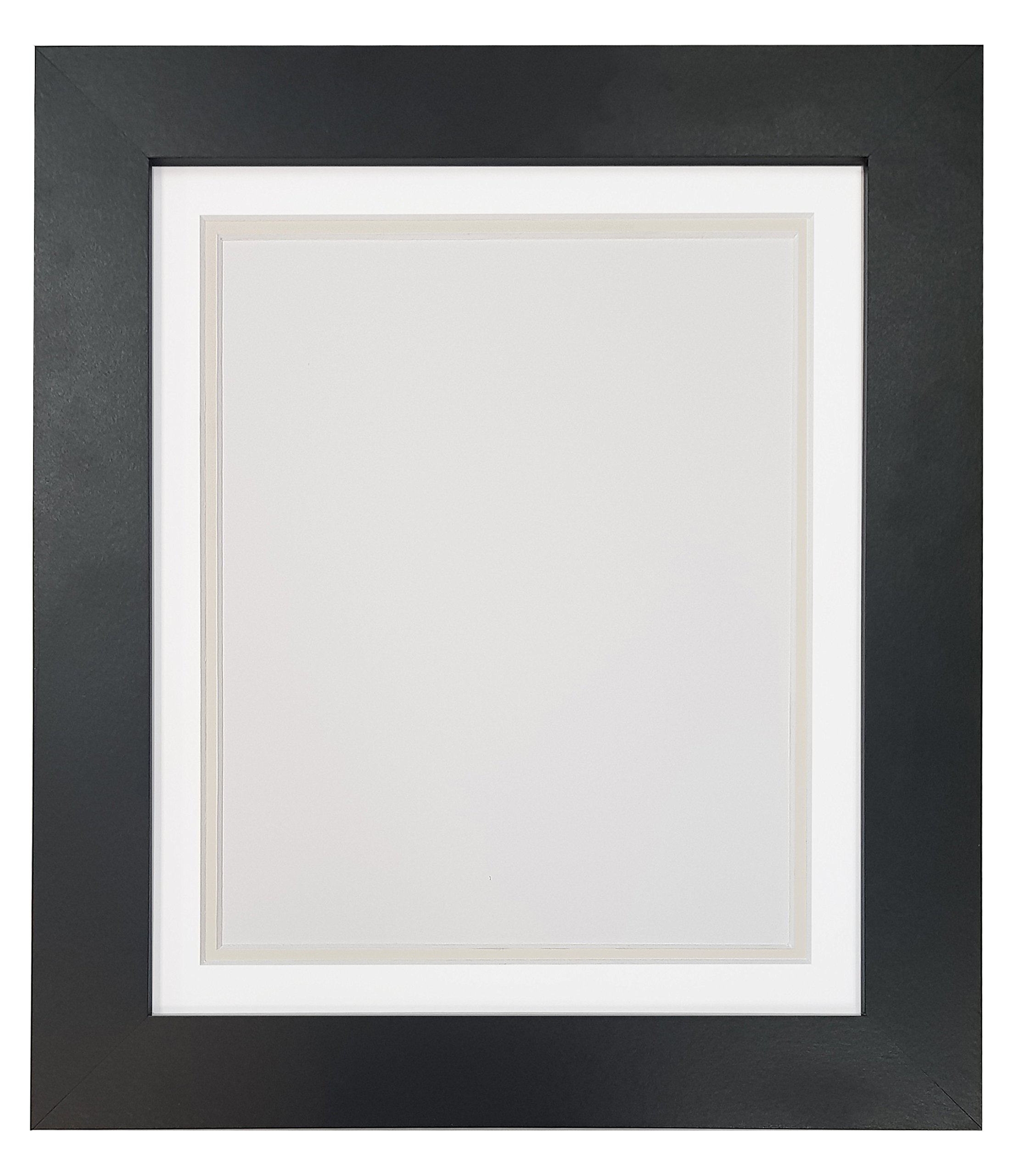 Metro Black Photo Picture Poster Frame with Double White on Light Grey Mount A3 for Image Size A4