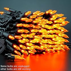 YULETIME 200 Orange LED Christmas Lights with Black