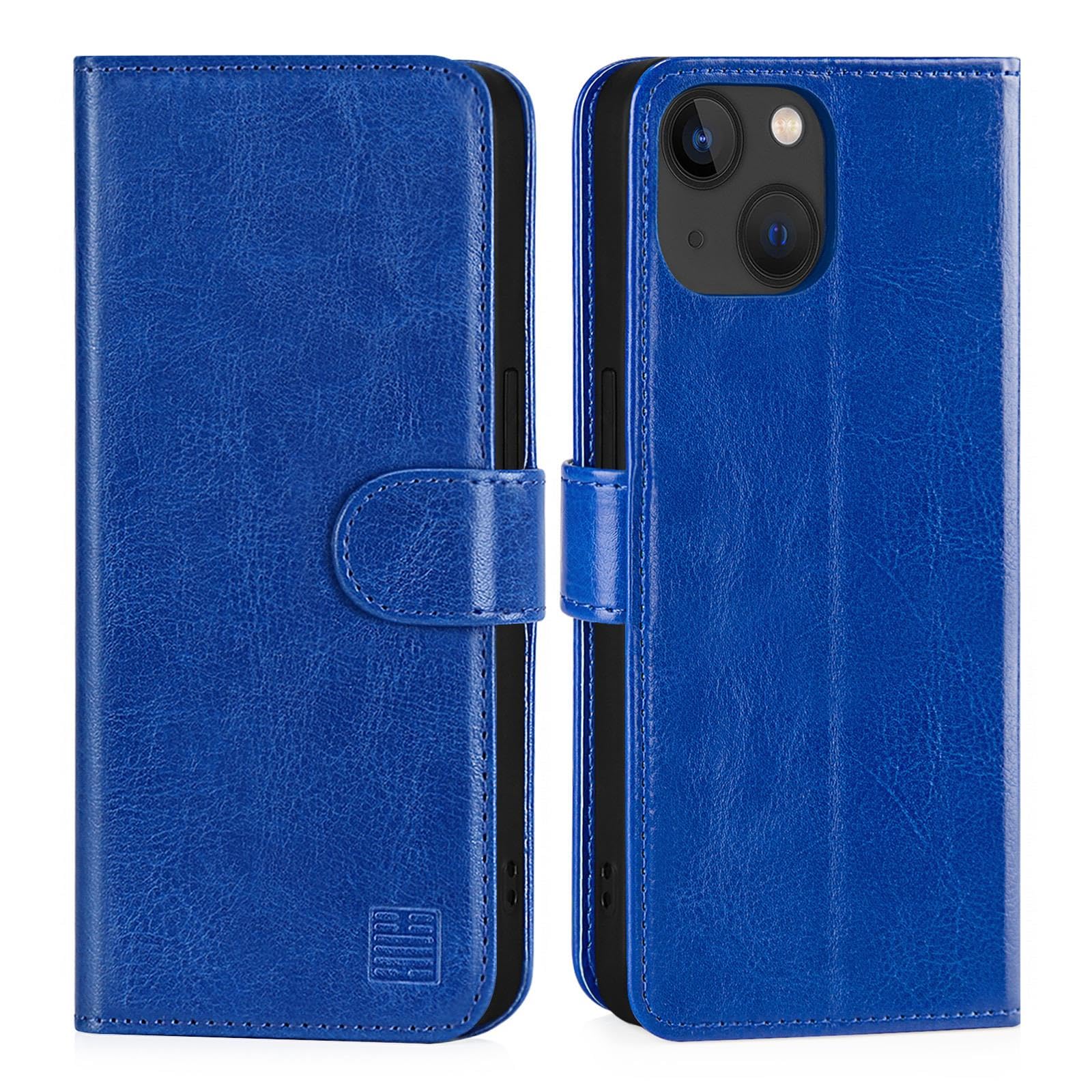 32nd Book Wallet PU Leather Case Cover for Apple iPhone 15 (6.1"), Flip Case With RFID Blocking Card Slots, Magnetic Closure and Built In Stand - Deep Blue