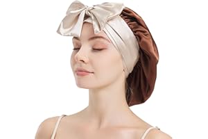 LumeSilk Mulberry Silk Bonnet for Women Sleeping, Double-Layered Hair Bonnet for Hair Care, Sleep Cap Hair Wrap with Tie Band