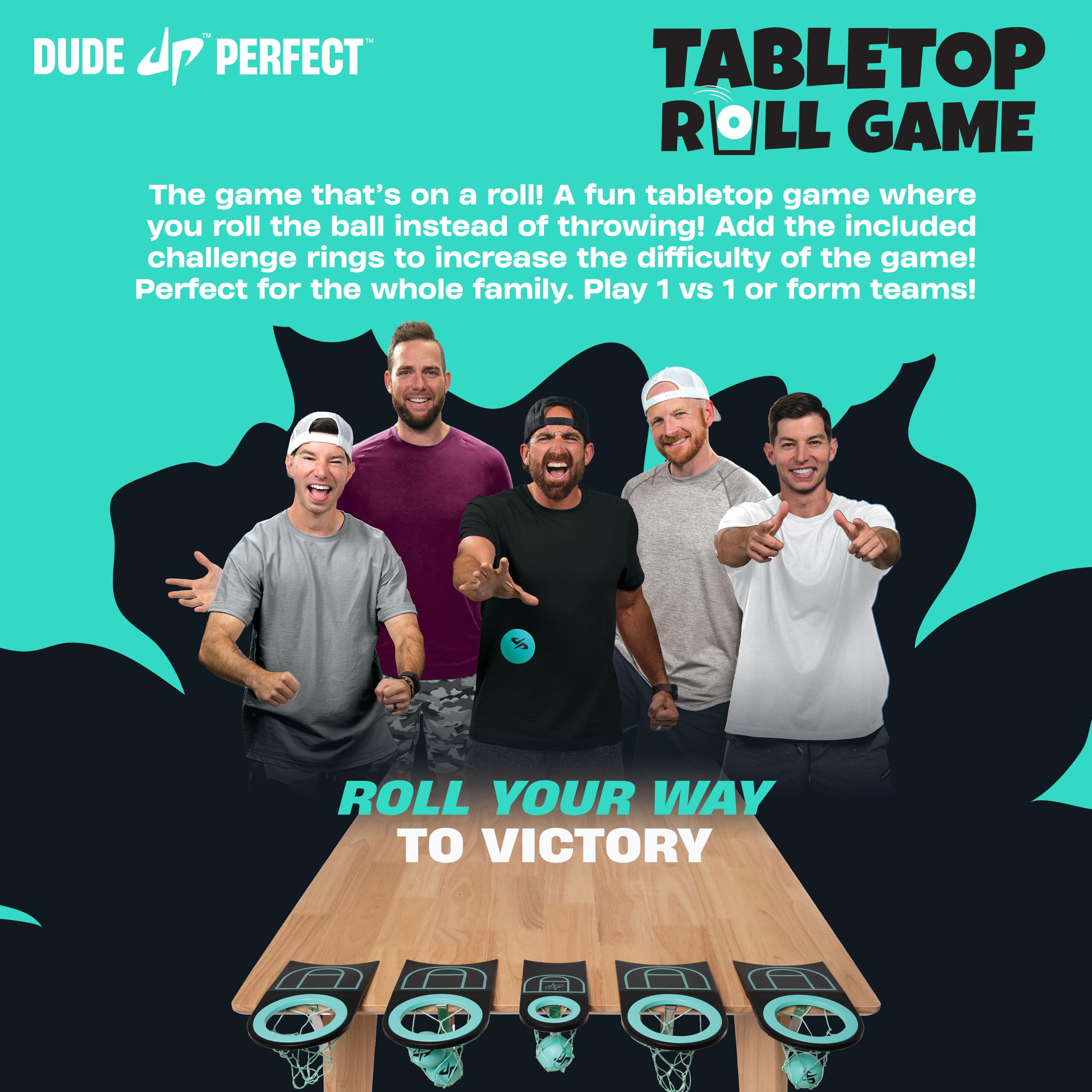 Dude Perfect Tabletop Roll, a Target Toss Game, for Kids and Adults, Great for Family and Friend Game Night, Perfect for a Gift and Parties, Ages 6+