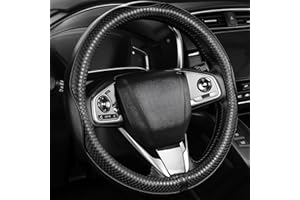 LANPU SURE Car Steering Wheel Cover，Anti-Slip, Safety, Soft, Sports Style, Leather Steering Wheel Cover for Men Women, Adaptable to 14.5-15 inches Steering Wheel (Black)
