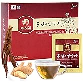 SAMSIDAE Korean Panax Red Ginseng with Ginger Tea, Box of 50 Bags, Supports Circulation, Energy, Immunity, and Digestion – Smooth Taste