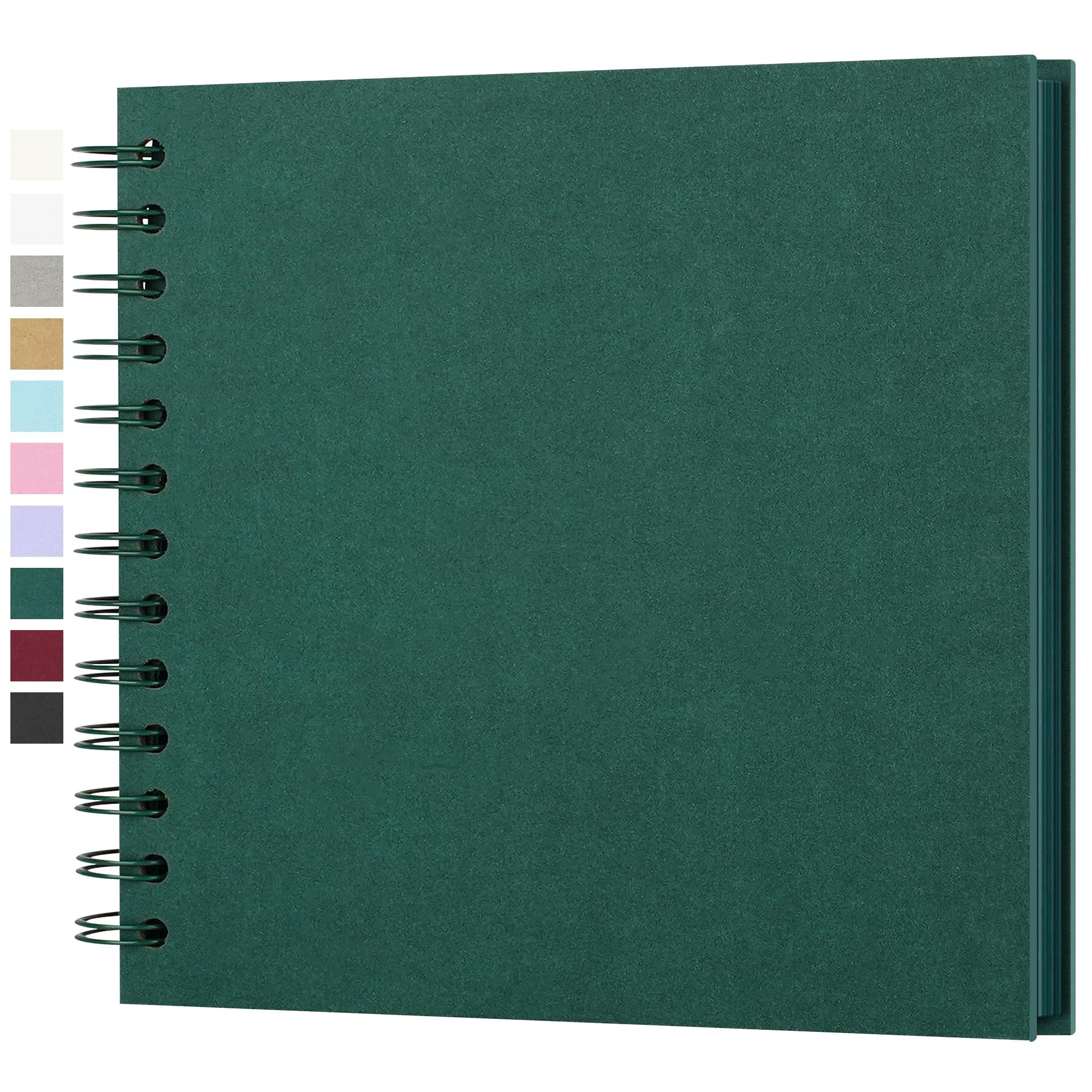 Yopih DIY Scrapbook Album 18x18 cm Hardcover Kraft Paper Scrap Book with 20 Sheets Memory Book for Family and Wedding Photography, Dark Green