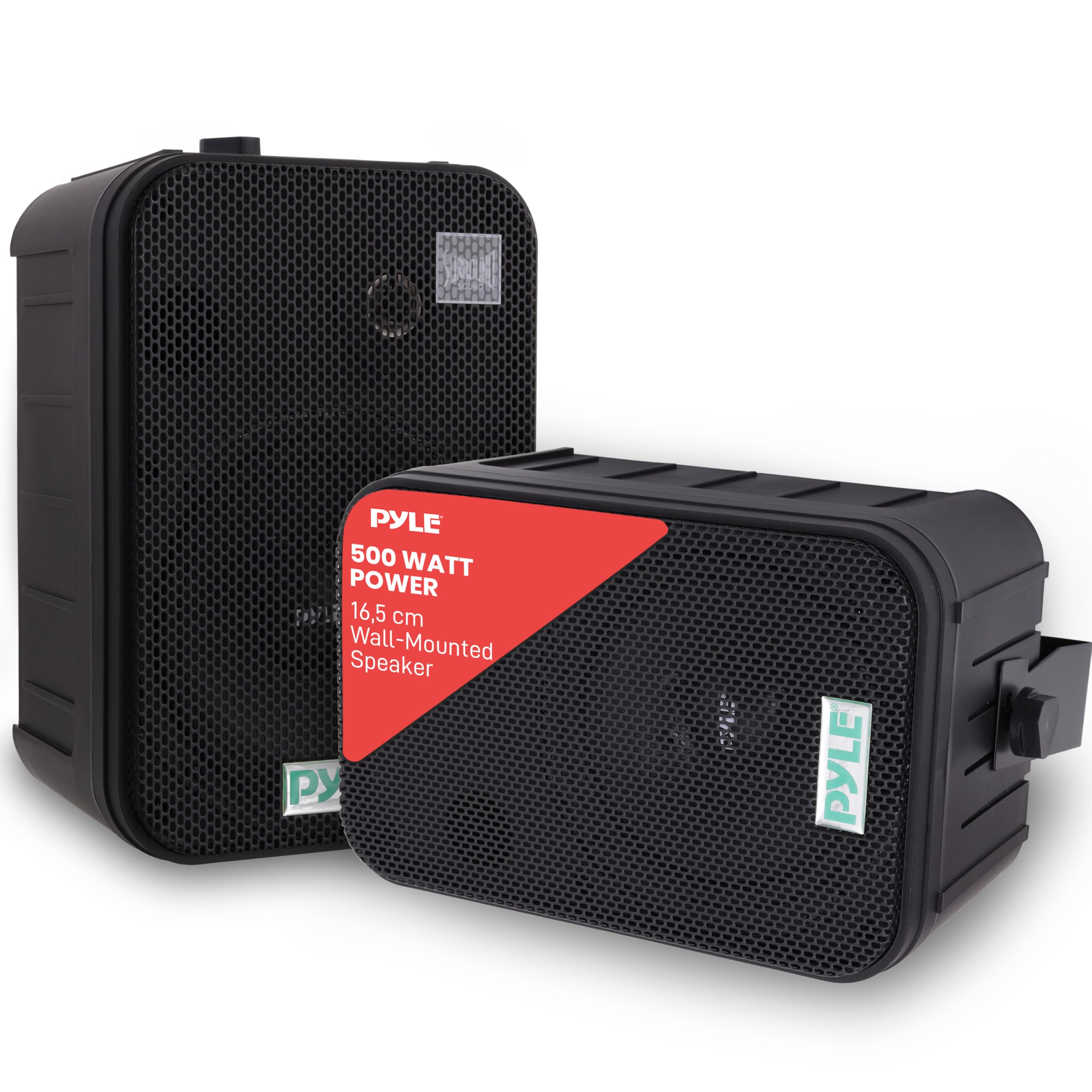 Pyle 2-Way 500W Speaker Pair, 16.5cm Passive Weatherproof Wall or Ceiling Mount, Bluetooth FM Radio, Indoor Outdoor Audio for Pool Patio Garden, Compatible with Soundcore Boom 2 Plus