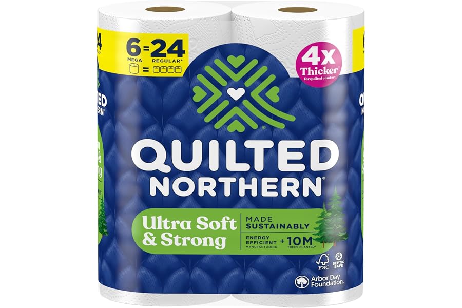 Quilted Northern Ultra Soft & Strong Toilet Paper, 6 Mega Rolls = 24 Regular Rolls, 4X Stronger*, Premium Soft Toilet Tissue